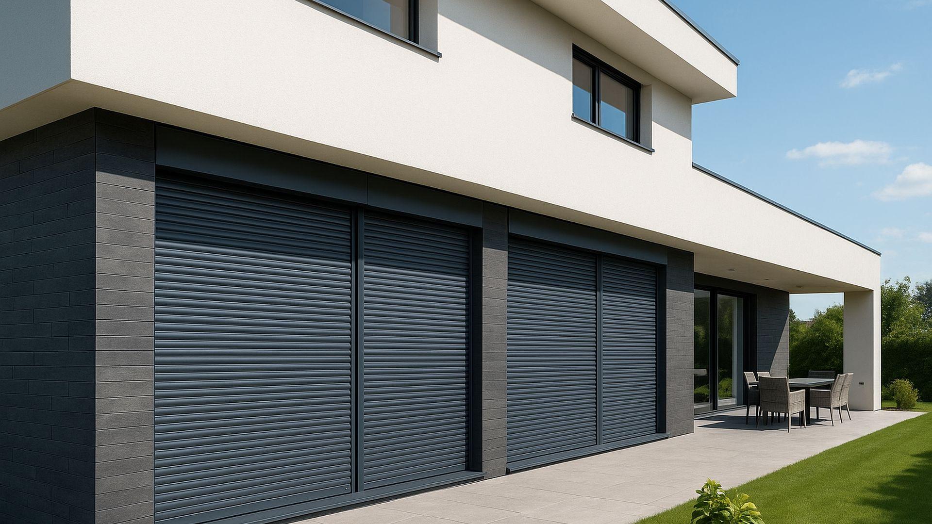 Elektrische Rollläden an einem modernen Wohnhaus